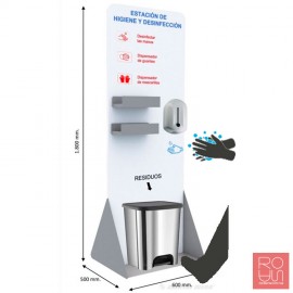 Punt d'higiene i desinfecció amb paperera per a la COVID-19