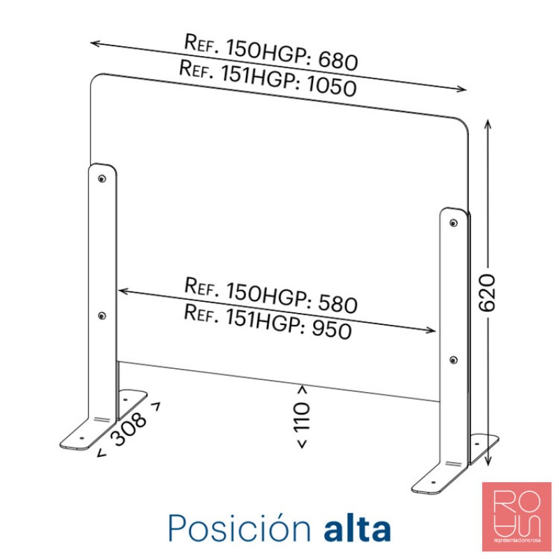 Mampara de vidre anti covid-19