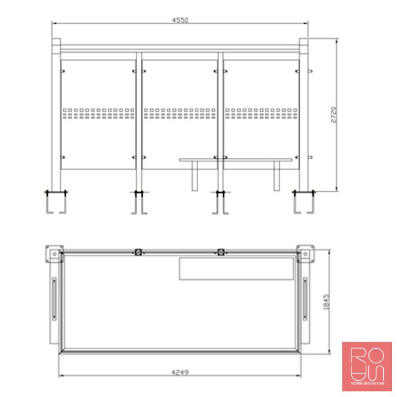 Marquesina parada d'autobús en acer inoxidable