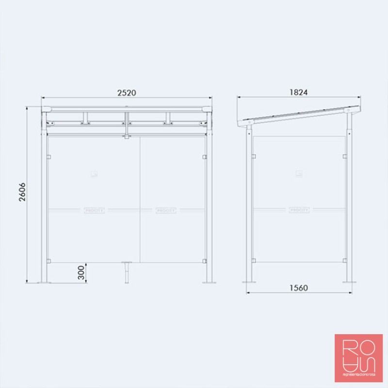 Marquesina per a fumadors Milà 2500 mm