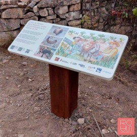 Faristol Interpretatiu amb Peu d'Acer Corten: Estètica Natural i Informació Resistent